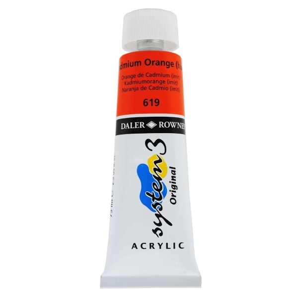 Culoare acrilica, System 3 Daler Rowney, 75ml, 619 Cadmium Orange