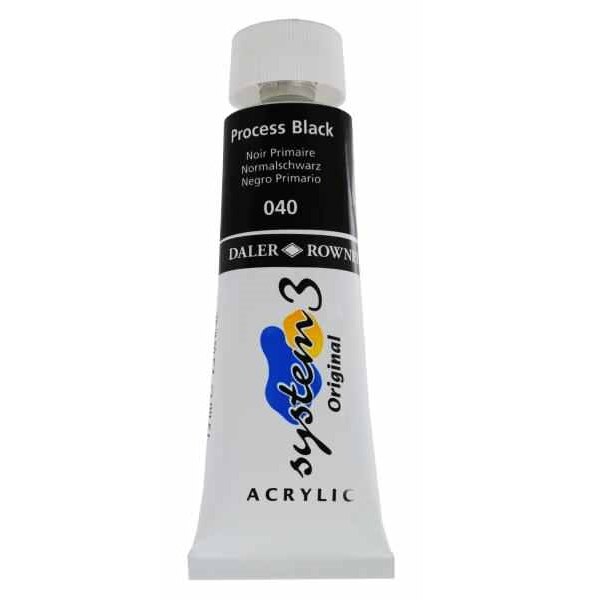 Culoare acrilica, System 3 Daler Rowney, 75ml, 040 Process Black