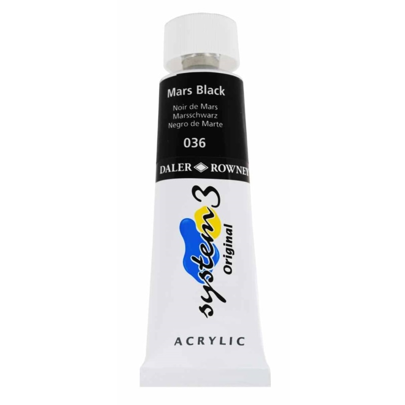 Culoare acrilica, System 3 Daler Rowney, 75ml, 036 Mars Black