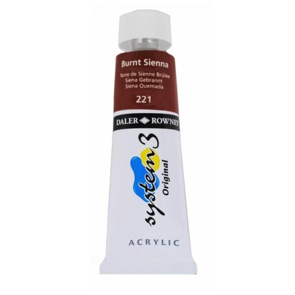 Culoare acrilica, System 3 Daler Rowney, 75ml, 221 Burnt Sienna