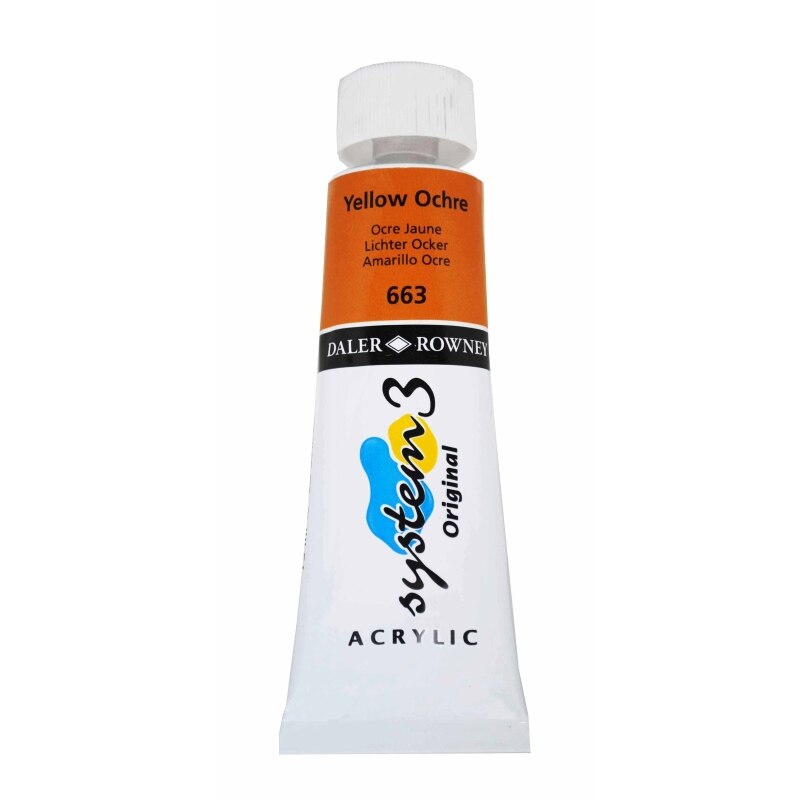 Culoare acrilica, System 3 Daler Rowney, 75ml, 663 Yellow Ochre