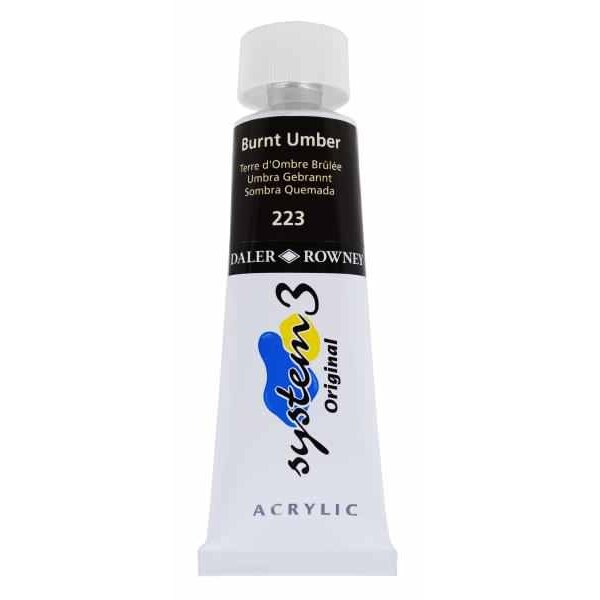 Culoare acrilica, System 3 Daler Rowney, 75ml, 223 Burnt Umber