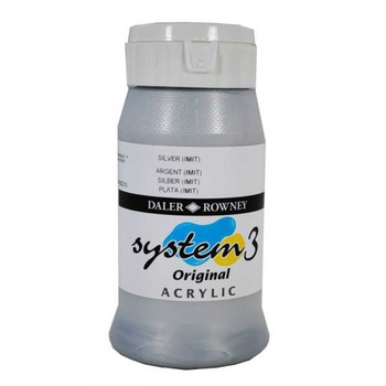 Culoare acrilica, System 3 Daler Rowney, 500 ml, Silver Imit