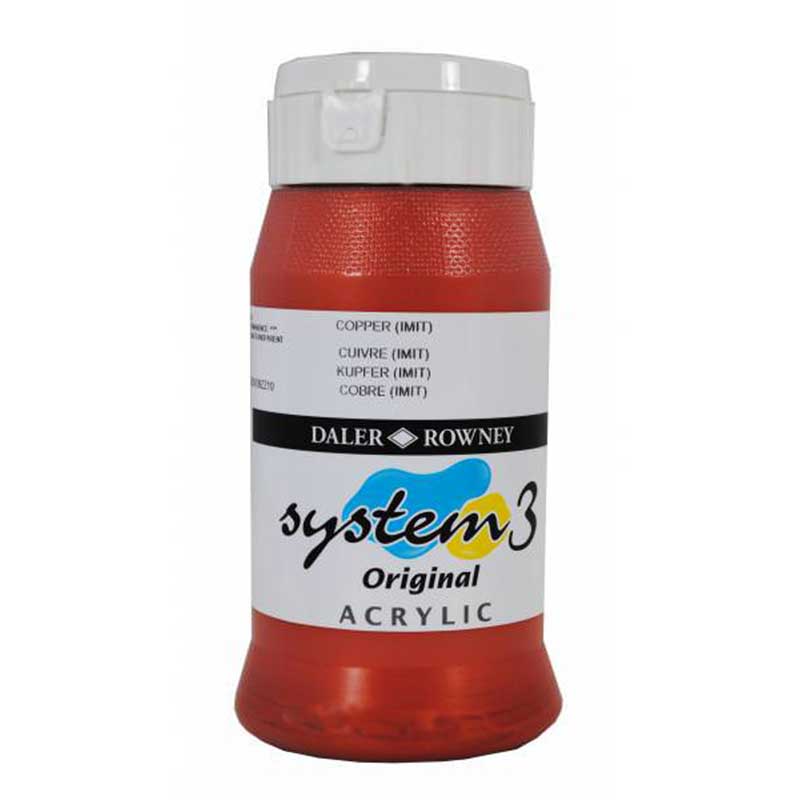 Culoare acrilica, System 3 Daler Rowney, 500 ml, Copper Imit