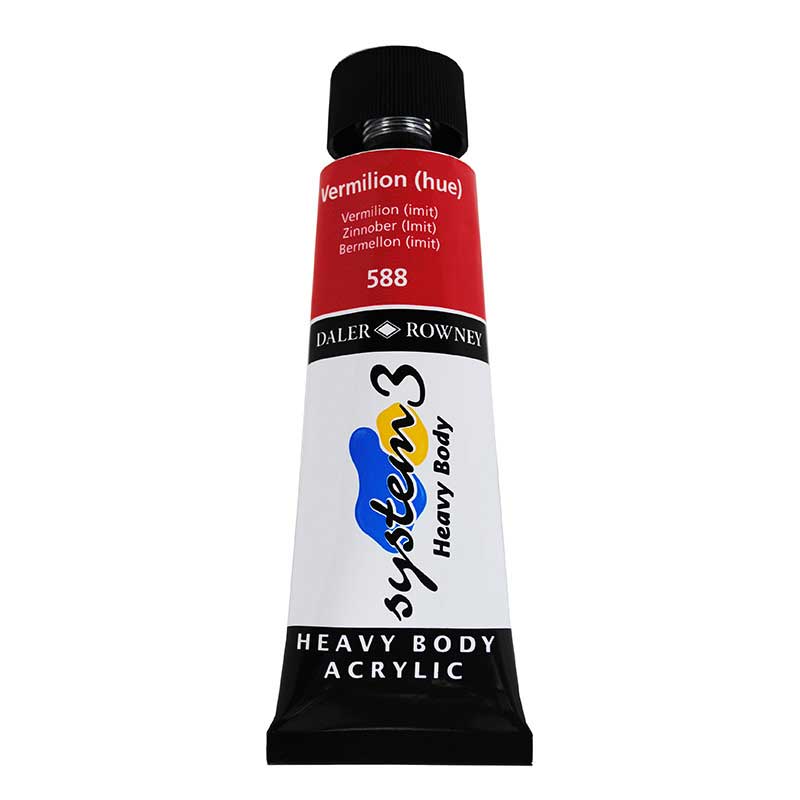 Culoare acrilica, System 3 Daler Rowney, 75ml, 588 Vermilion (hue)