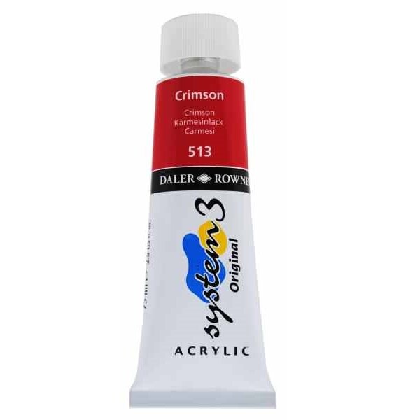 Culoare acrilica, System 3 Daler Rowney, 75ml, 513 Crimson