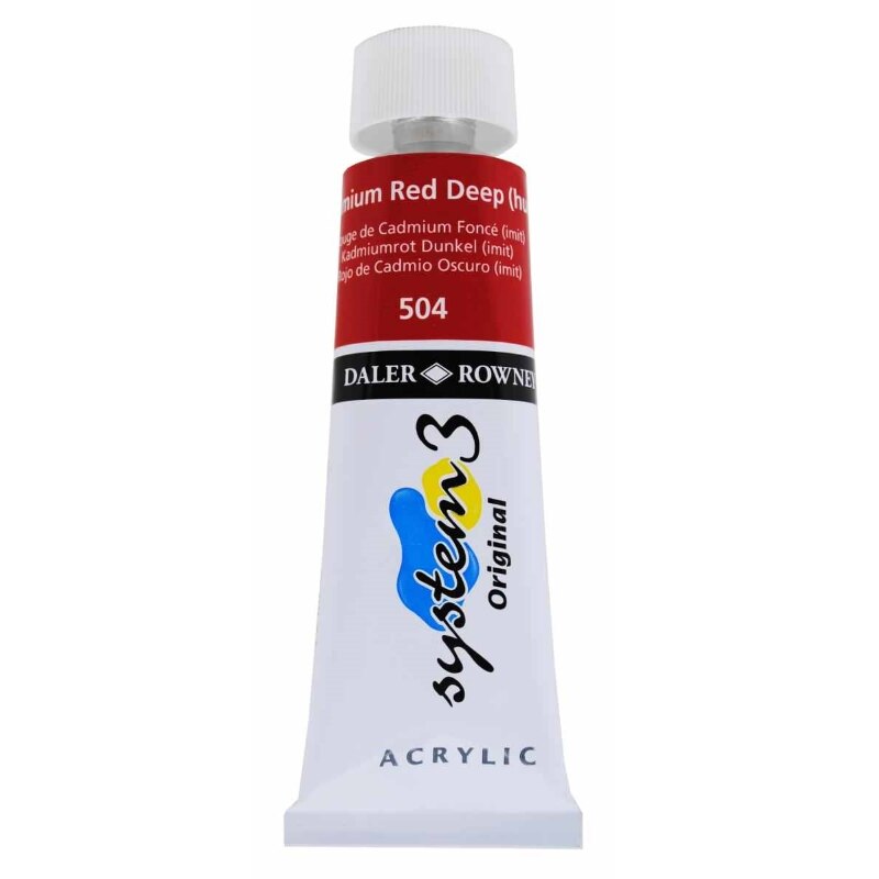 Culoare acrilica, System 3 Daler Rowney, 75ml, 504 Cadmium Red Deep Hue