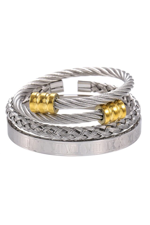 Set 3 Bratari Luxury Botengo, Zzset-53, argintiu