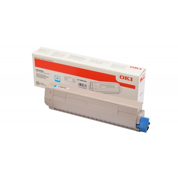 OKI 46443103 toner, ciánkék, 10000 oldal, OKI C833 / 843 típusokhoz