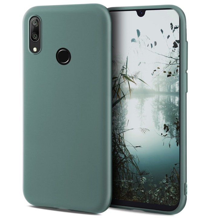 Калъф за телефон Moozy за Huawei Y7 2019, синьо сив, силиконов