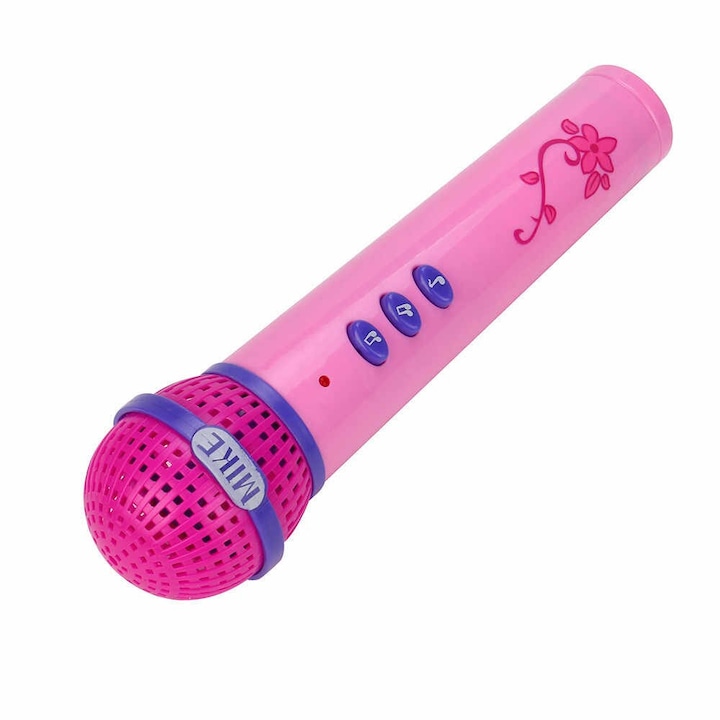 Microfon cu sunete si lumini pentru fetite, Roz, + 3 ani