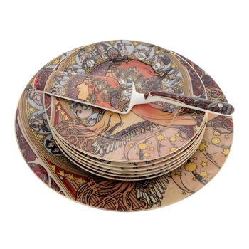 Set 7 Farfurii Pentru Prajituri Mucha Zodiac Set 7 Farfurii Pentru Prajituri Mucha Zodiac