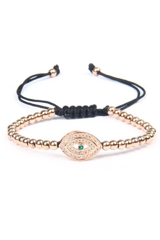 Bratara Luxury Zirconium Eye, Placata cu aur de 24K, Rose, Reglabila