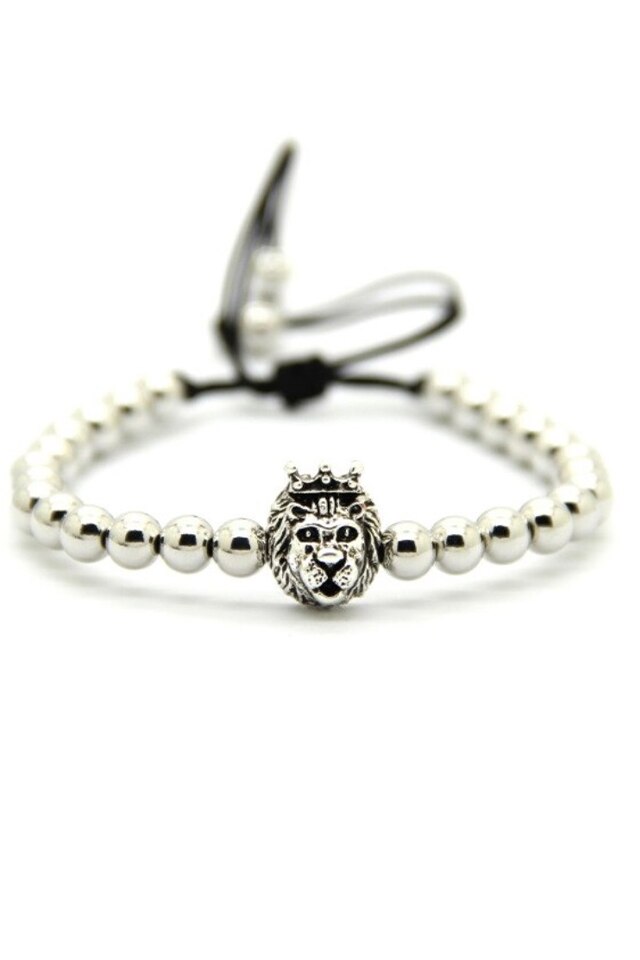 Bratara Lion King Luxury, Placata cu aur de 24K, Argintiu, Reglabila