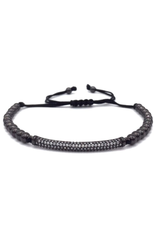Bratara Luxury Zirconium, Placata cu aur de 18K, Negru, Reglabila