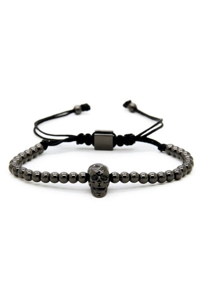 Bratara Luxury Skull, Placata cu aur de 24K, Negru, Reglabila