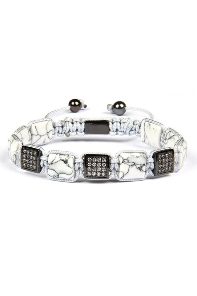 Bratara Luxury Natural stones, Placaj aur de 24K, Negru, Reglabila