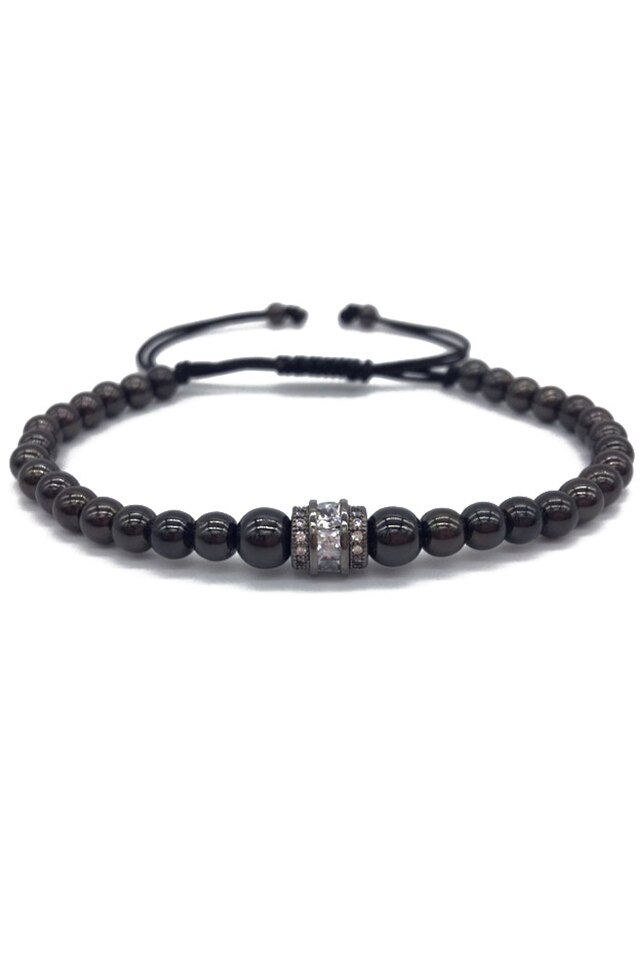 Bratara Diamond Wheel, Placata cu aur de 18K, Negru, Reglabila