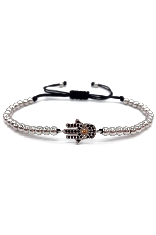 Bratara Fatima, luxury, Placata cu aur de 18K, Argintiu, Reglabila