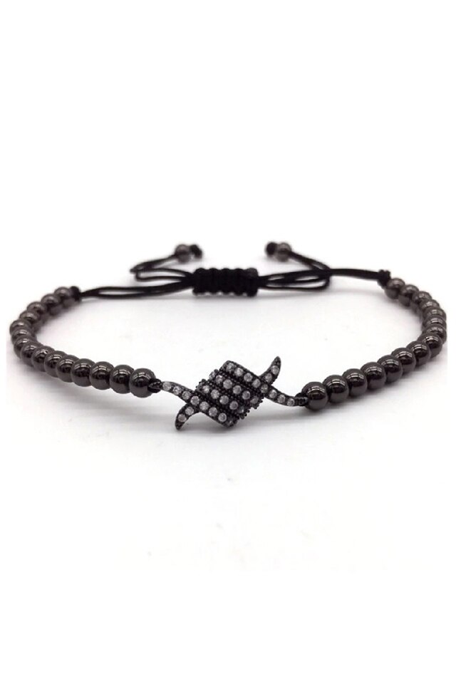 Bratara Zirconium Crystals, Placata cu aur de 18K, Negru, Reglabila