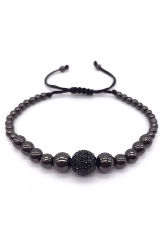 Bratara Luxury Ball, Placata cu aur de 18K, Negru, Reglabila