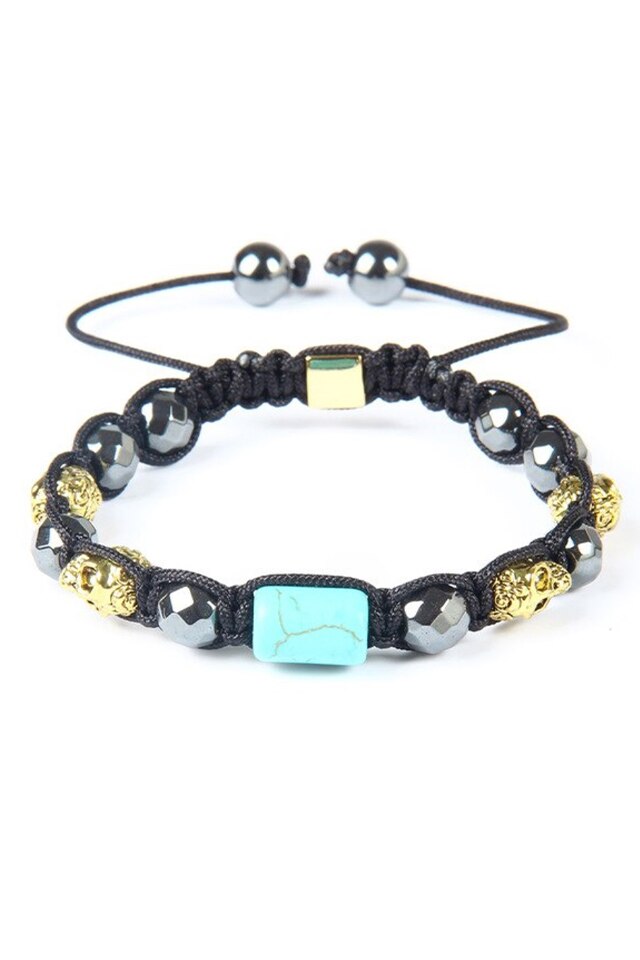 Bratara Crystal Skulls, Luxury, Placata cu aur de 24K, Auriu, Reglabila