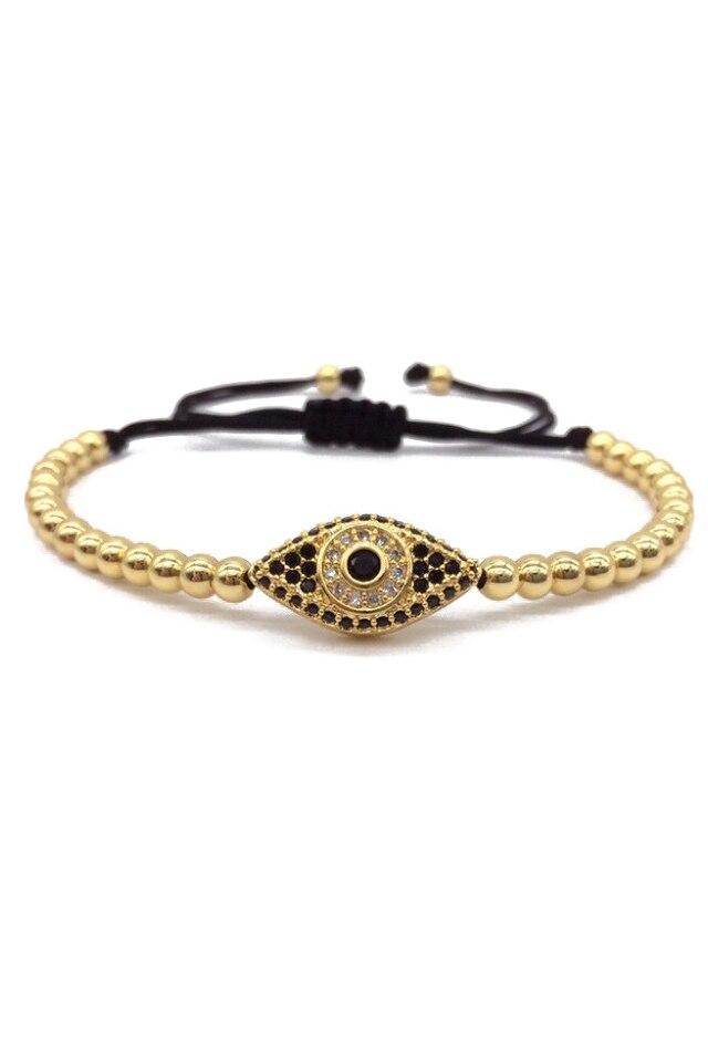 Bratara Luxury Temple Eye No2, Placata cu aur de 18K, Auriu, Reglabila