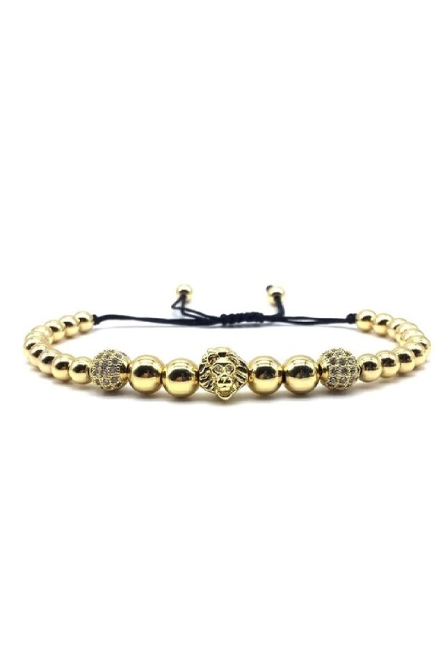 Bratara Luxury Diamond Lion, Placata cu aur de 18K, Auriu, Reglabila