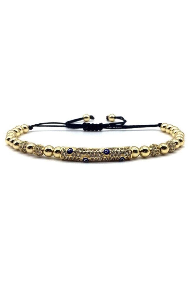 Bratara Luxury Eye Bar, Placata cu aur de 18K, Auriu, Reglabila