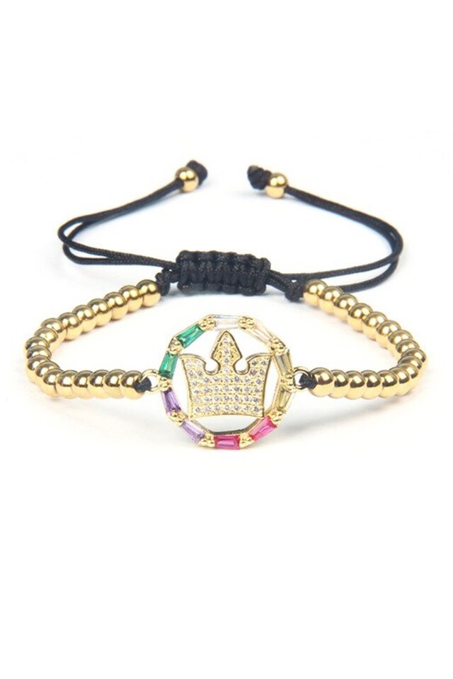 Bratara Color Crown, Luxury, Placata cu aur de 24K, Auriu, Reglabila