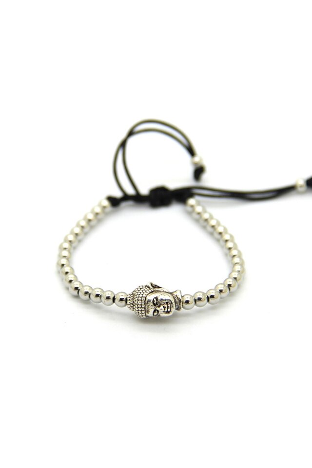 Bratara Luxury Buddha Head, Placata cu aur de 24K, Argintiu, Reglabila