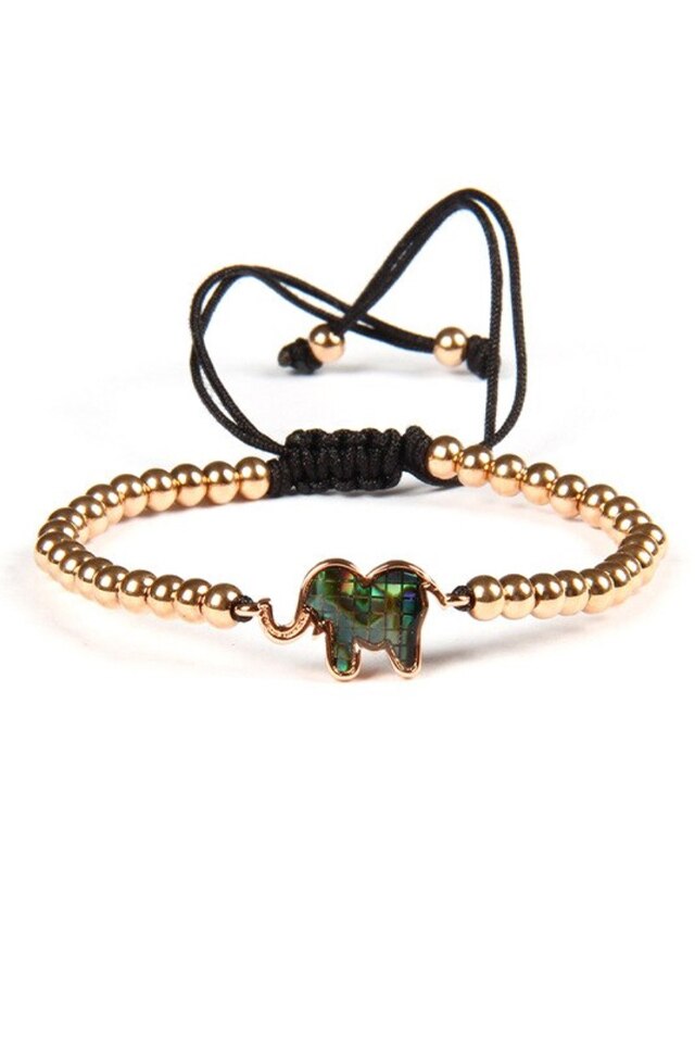 Bratara Luxury Lucky Elephant, Placata cu aur de 24K, Rose, Reglabila