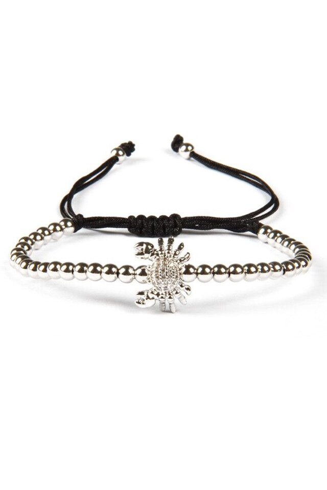 Bratara Luxury Crab, Placata cu aur de 24K, Argintiu, Reglabila