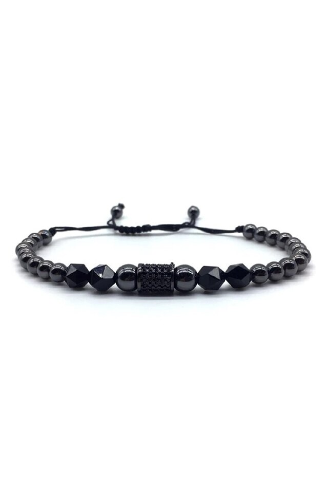 Bratara Natural Luxury Craft, Placata cu aur de 18K, Negru, Reglabila