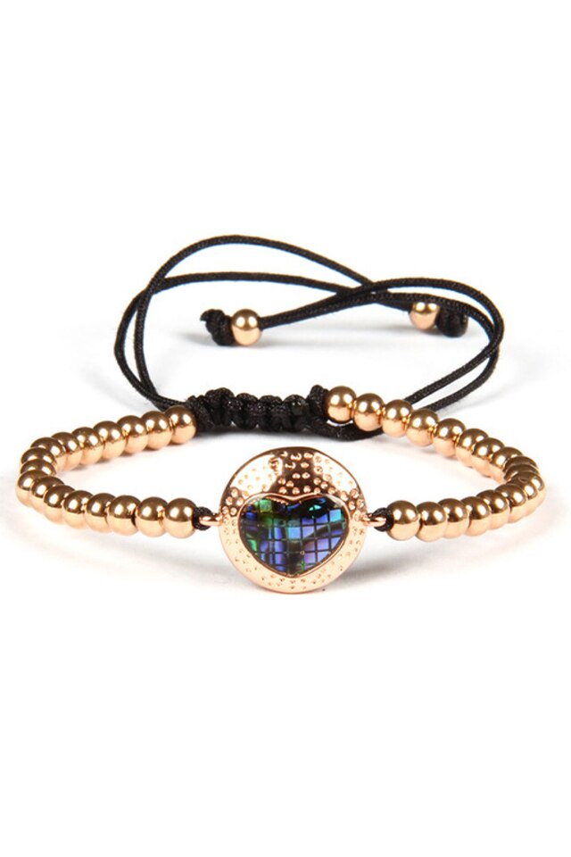 Bratara Luxury Heart, Placata cu aur de 24K, Rose, Reglabila