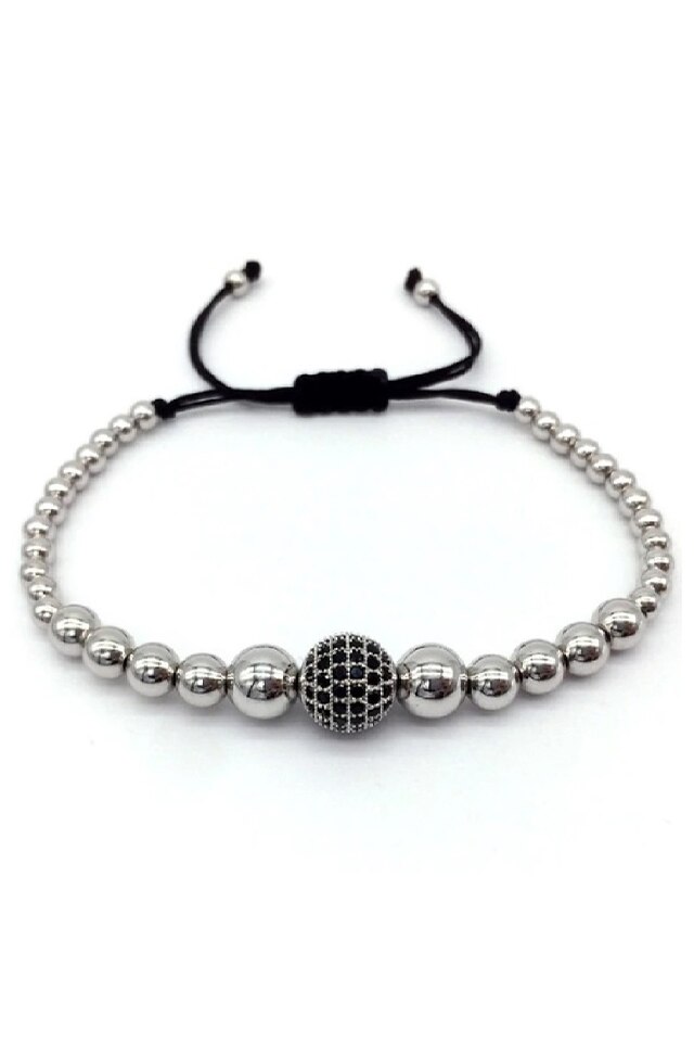 Bratara Luxury Ball, Placata cu aur de 18K, Argintiu, Reglabila
