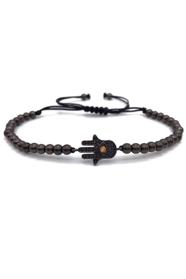 Bratara Fatima, luxury, Placata cu aur de 18K, Negru, Reglabila