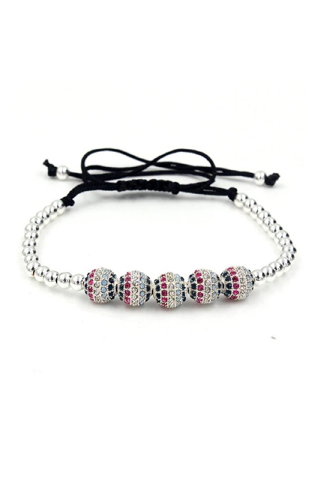 Bratara Luxury Five Colorful, Argintiu, Reglabila