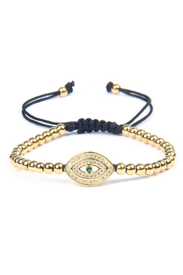 Bratara Luxury Zirconium Eye, Placata cu aur de 24K, Auriu, Reglabila