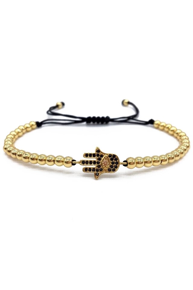 Bratara Fatima, luxury, Placata cu aur de 18K, Auriu, Reglabila