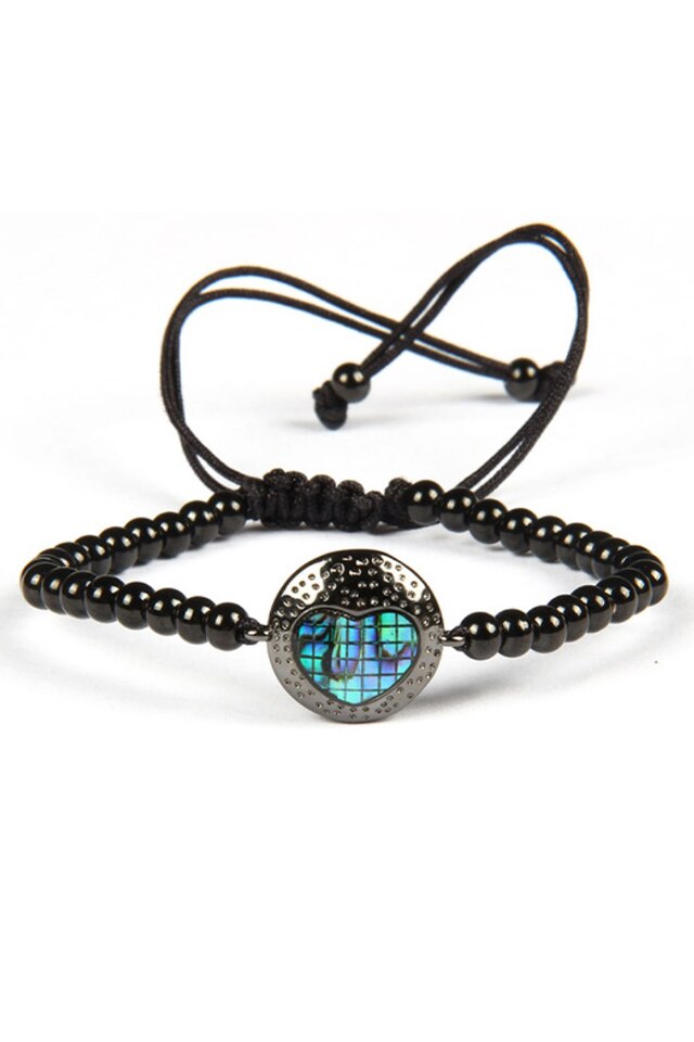 Bratara Luxury Heart, Placata cu aur de 24K, Negru, Reglabila