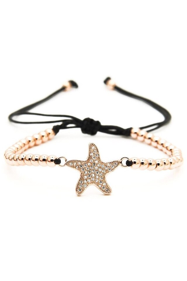 Bratara Luxury Star, Placata cu aur de 24K, Rose, Reglabila