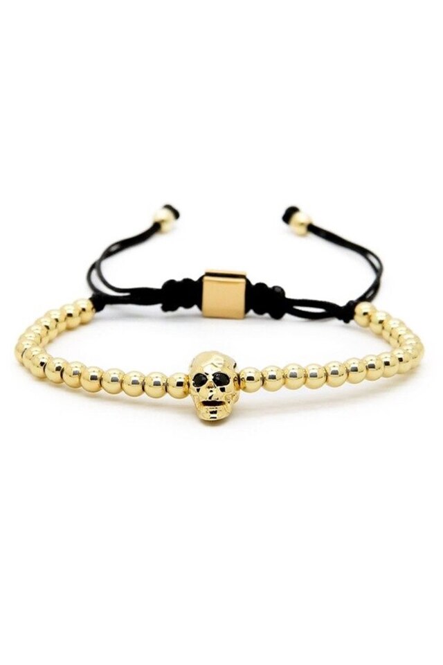 Bratara Luxury Skull, Placata cu aur de 24K, Auriu, Reglabila