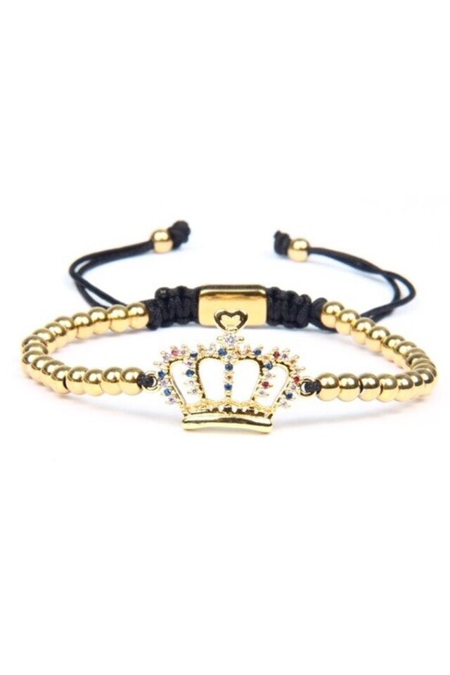 Bratara Luxury Diamond Crown, Placata cu aur de 24K, Auriu, Reglabila