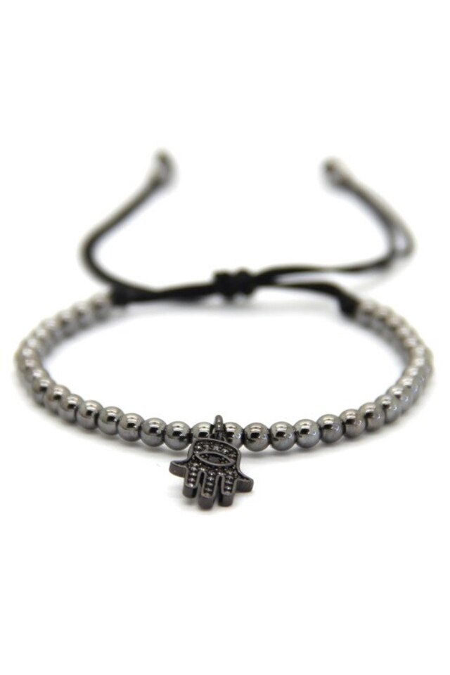 Bratara Crystal Fatima, Placaj aur de 24K, Negru, Reglabila