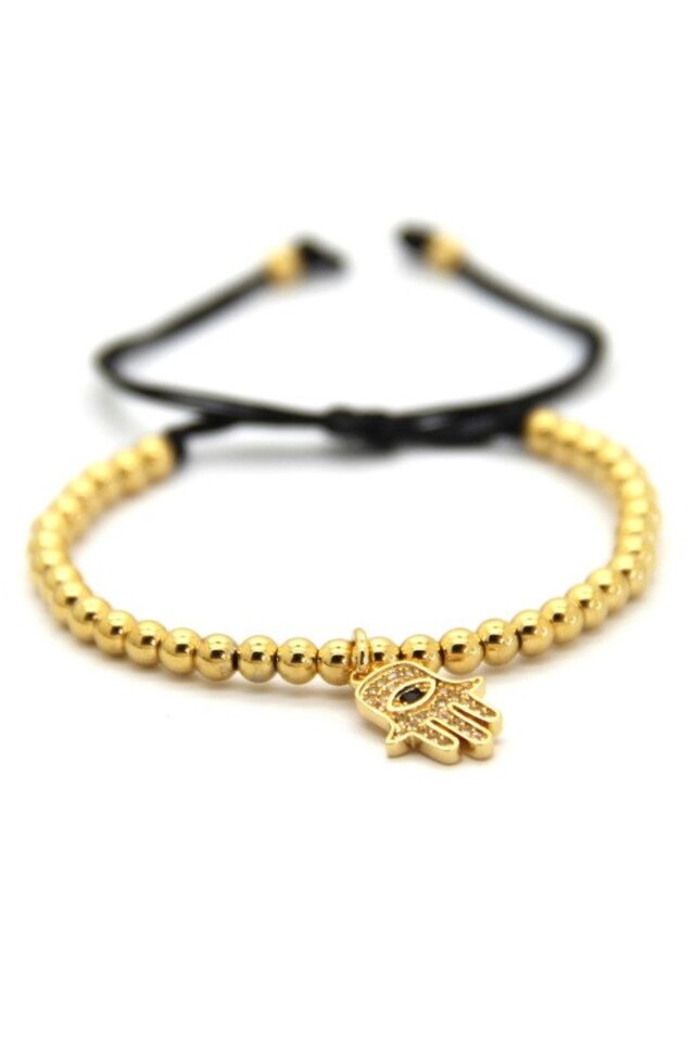 Bratara Crystal Fatima, Placaj aur de 24K, Auriu, Reglabila