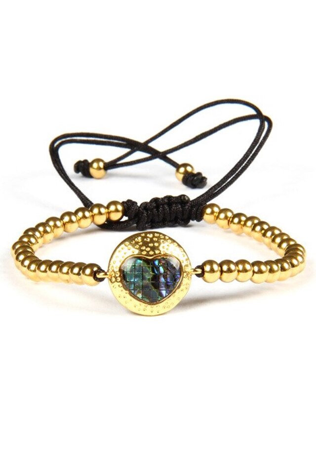 Bratara Luxury Heart, Placata cu aur de 24K, Auriu, Reglabila