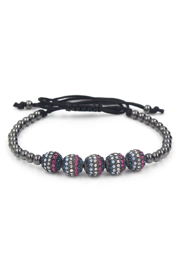 Bratara Luxury Five Colorful, Negru, Reglabila