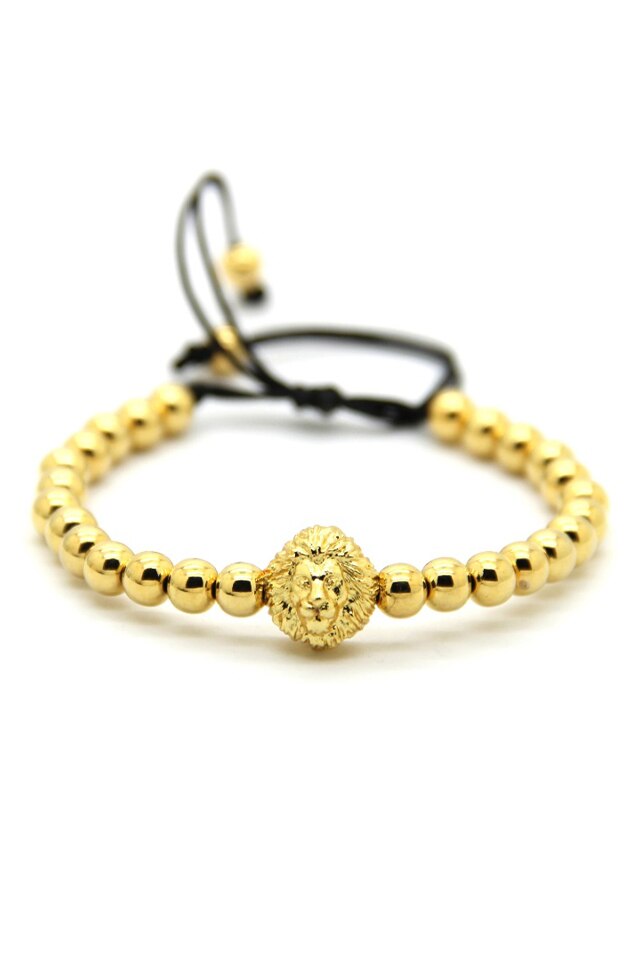 Bratara Luxury Lion, Placata cu aur de 24K, Auriu, Reglabila