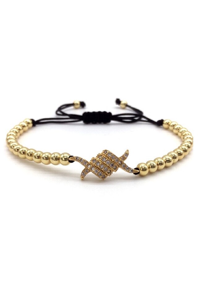 Bratara Zirconium Crystals, Placata cu aur de 18K, Auriu, Reglabila